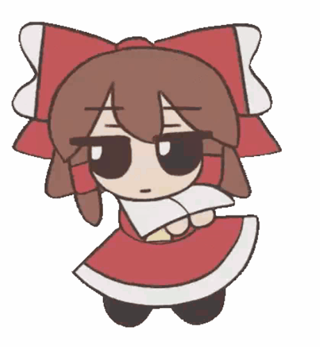 A Cartoon Drawing Of A Girl In A Red Dress With A Bow On Her Head GIF