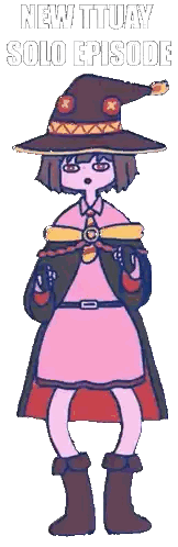 A Cartoon Drawing Of A Girl In A Witch Costume With The Words " New Tituya Solo Episode " Above Her Sticker