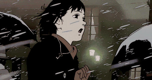 A Cartoon Drawing Of A Girl In The Snow GIF