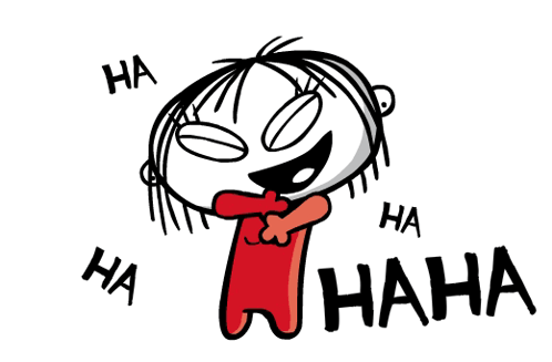 A Cartoon Drawing Of A Girl Laughing With The Words Ha Ha Ha GIF
