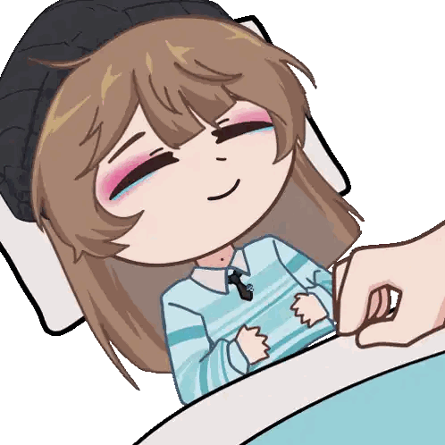 A Cartoon Drawing Of A Girl Laying In A Bed With Her Eyes Closed Sticker