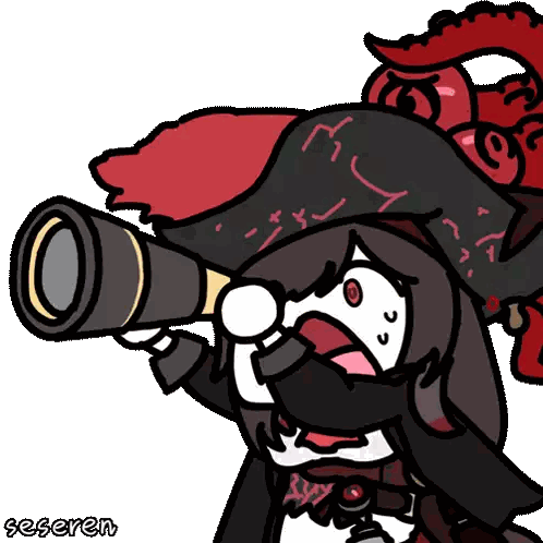 A Cartoon Drawing Of A Girl Looking Through A Telescope With The Word Seseren Below Her Sticker