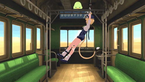 A Cartoon Drawing Of A Girl On A Swing With A Sign That Says Dobby3d GIF