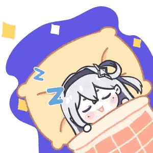 A Cartoon Drawing Of A Girl Sleeping On A Bed Sticker