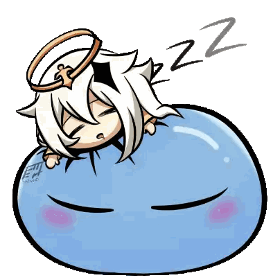 A Cartoon Drawing Of A Girl Sleeping On A Blue Blob With The Letter Z Above Her Sticker