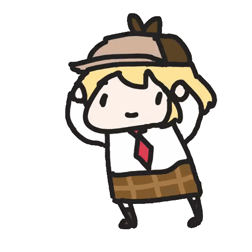 A Cartoon Drawing Of A Girl Wearing A Detective Hat Sticker