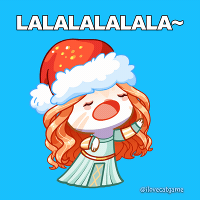A Cartoon Drawing Of A Girl Wearing A Santa Hat With The Words Lalalalala Below Her GIF