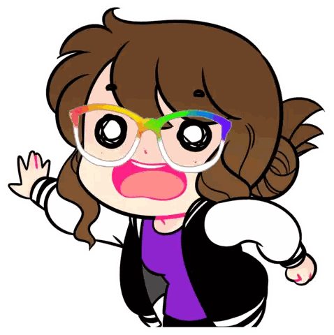 A Cartoon Drawing Of A Girl Wearing Glasses Sticker