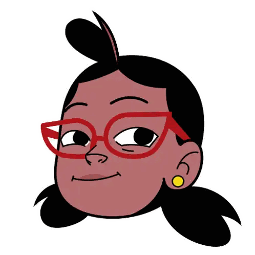 A Cartoon Drawing Of A Girl Wearing Red Glasses And Yellow Earrings Sticker