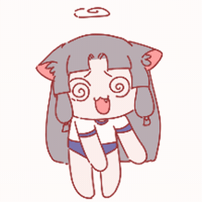 A Cartoon Drawing Of A Girl With A Cat Ear And A Swirl Around Her Head GIF