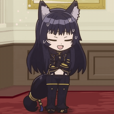 A Cartoon Drawing Of A Girl With A Cat Ear And Black Hair GIF