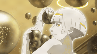 A Cartoon Drawing Of A Girl With A Halo On Her Head GIF