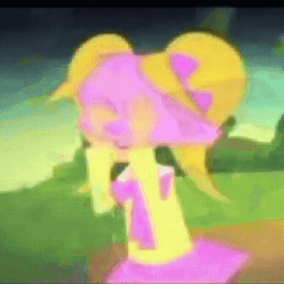 A Cartoon Drawing Of A Girl With A Pink Bow In Her Hair GIF