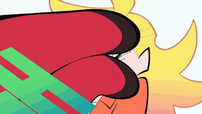 A Cartoon Drawing Of A Girl With A Red Cape GIF