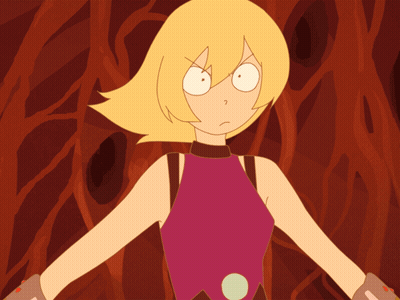 A Cartoon Drawing Of A Girl With A Yellow Hair GIF