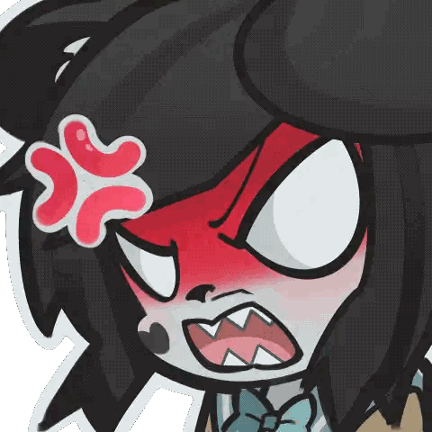 A Cartoon Drawing Of A Girl With An Angry Expression On Her Face Sticker