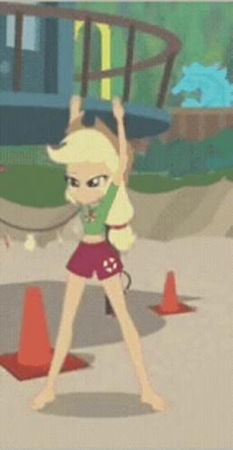 A Cartoon Drawing Of A Girl With Applejack On Her Shirt GIF