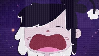 A Cartoon Drawing Of A Girl With Black Hair And White Hair GIF