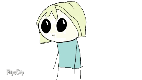 A Cartoon Drawing Of A Girl With Blonde Hair And Black Eyes . Sticker