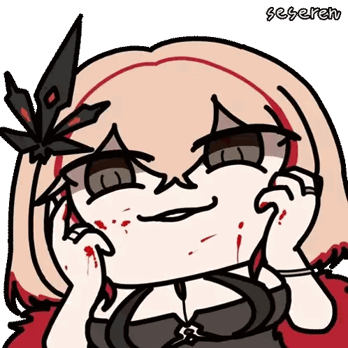 A Cartoon Drawing Of A Girl With Blood On Her Face And The Word Seseren Below Her Sticker