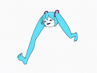 A Cartoon Drawing Of A Girl With Blue Hair And Headphones GIF