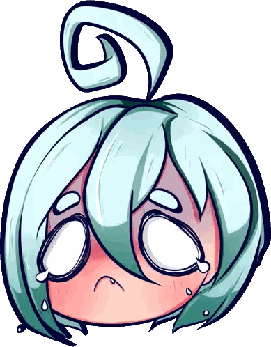 A Cartoon Drawing Of A Girl With Blue Hair And White Eyes Sticker