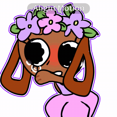A Cartoon Drawing Of A Girl With Flowers On Her Head And The Words Alight Motion Above Her GIF