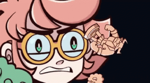 A Cartoon Drawing Of A Girl With Glasses Flexing Her Arm GIF
