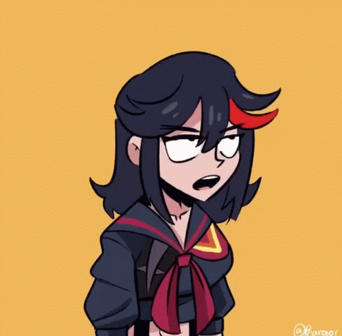 A Cartoon Drawing Of A Girl With Her Mouth Open And A Triangle On Her Shirt GIF