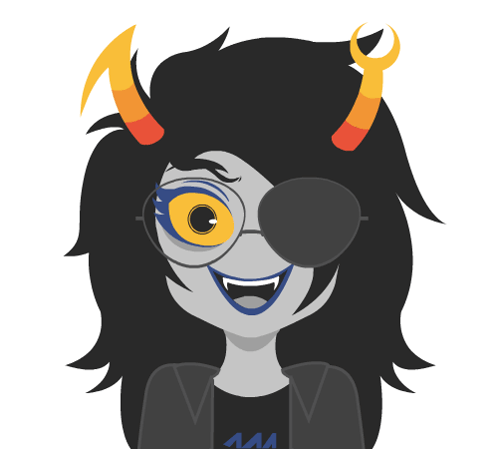 A Cartoon Drawing Of A Girl With Horns And An Eye Patch GIF