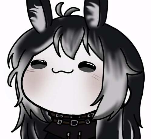 A Cartoon Drawing Of A Girl With Long Black Hair And Ears GIF