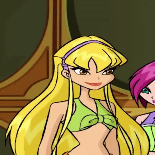 A Cartoon Drawing Of A Girl With Long Blonde Hair GIF