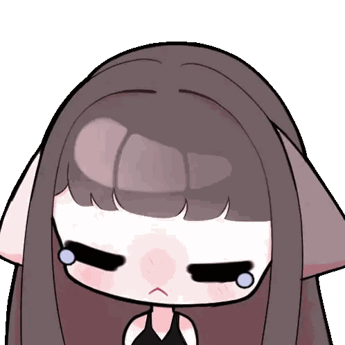 A Cartoon Drawing Of A Girl With Long Hair And Ears Sticker