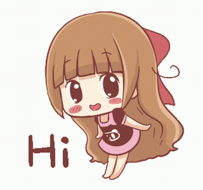 A Cartoon Drawing Of A Girl With Long Hair Saying Hi GIF