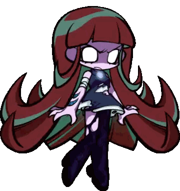 A Cartoon Drawing Of A Girl With Long Red Hair And Purple Eyes Sticker