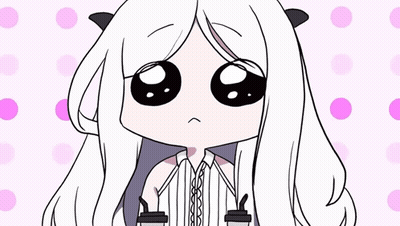 A Cartoon Drawing Of A Girl With Long White Hair And Black Eyes GIF