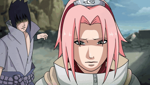 A Cartoon Drawing Of A Girl With Pink Hair And A Man With Black Hair GIF