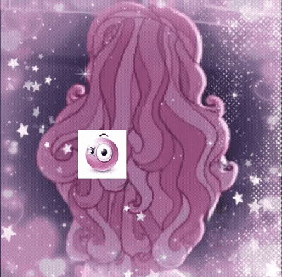 A Cartoon Drawing Of A Girl With Pink Hair And A Smiley Face GIF