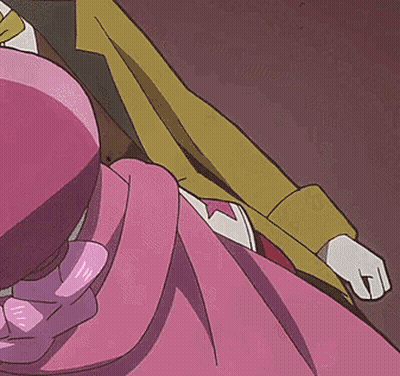 A Cartoon Drawing Of A Girl With Pink Hair And A Star On Her Hat GIF