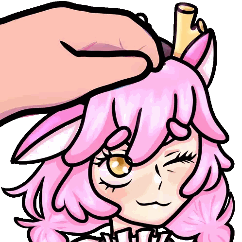 A Cartoon Drawing Of A Girl With Pink Hair And Ears Sticker