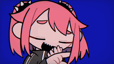 A Cartoon Drawing Of A Girl With Pink Hair And Spikes On Her Head GIF