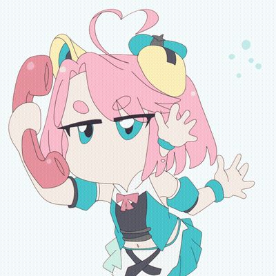 A Cartoon Drawing Of A Girl With Pink Hair Holding A Telephone GIF