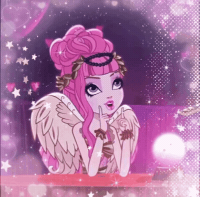 A Cartoon Drawing Of A Girl With Pink Hair GIF