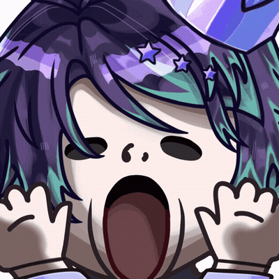 A Cartoon Drawing Of A Girl With Purple And Green Hair Making A Surprised Face GIF