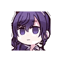 A Cartoon Drawing Of A Girl With Purple Hair And A Cat 'S Head . Sticker