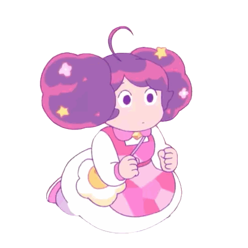A Cartoon Drawing Of A Girl With Purple Hair And A Wand Sticker
