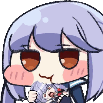 A Cartoon Drawing Of A Girl With Purple Hair Holding Another Girl Sticker
