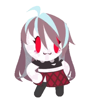 A Cartoon Drawing Of A Girl With Red Eyes Wearing A Plaid Skirt Sticker