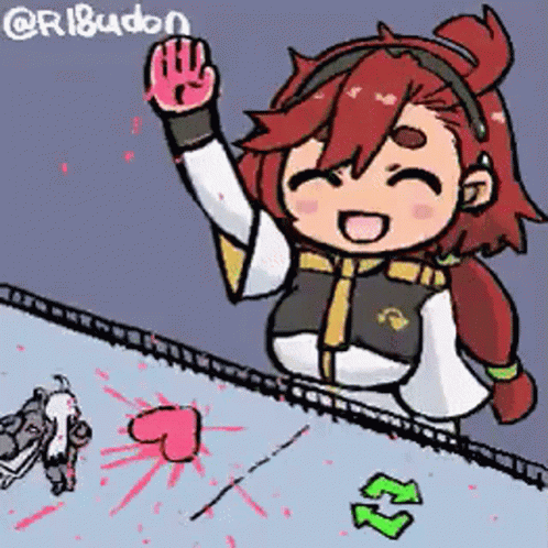 A Cartoon Drawing Of A Girl With Red Hair Waving Her Hand . GIF