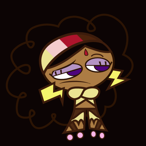 A Cartoon Drawing Of A Girl With Roller Skates GIF
